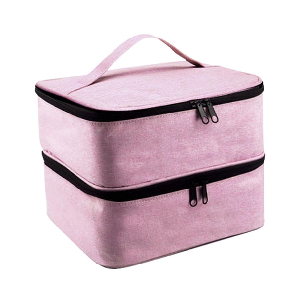Bolsa de Almacenamiento de esmalte de uñas Sunnimix estuche de nailon de doble capa Rosado