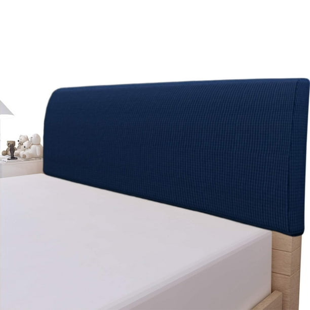 Funda para cabecero de cama, fácil de usar, elástica, azul marino, a prueba de polvo