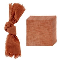 Uxcell 6 Pack Handmade Cloth Napkins, 16.5x16.5 Inch Cotton Napkins with Fringe Square Rustic Table Napkin for Wedding Party Dinner Table Decor Bridal Shower, Dark Orange