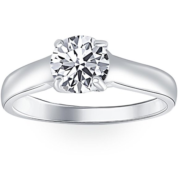 Pompeii 1 Ct Solitaire Round Cut Diamond Engagement Ring 14k White Gold Lab Grown