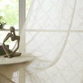 thumbnail image 2 of Fragrantex Sheer Cream Curtains 84 Inch Length for Living Room, Embroidered Diamond Grommet Window Panels for Bedroom, Light Filtering Linen Drapes for Nursery 2 Panels Set, 38" Wx84 L Linen, 2 of 5