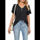 thumbnail image 2 of Blusas de Verano para Mujer, Camisas de Corta, Conjuntos Casuales de Negocios, Ropa de Moda para Vacaciones en la Playa 2025, Negro XXL, 2 of 6