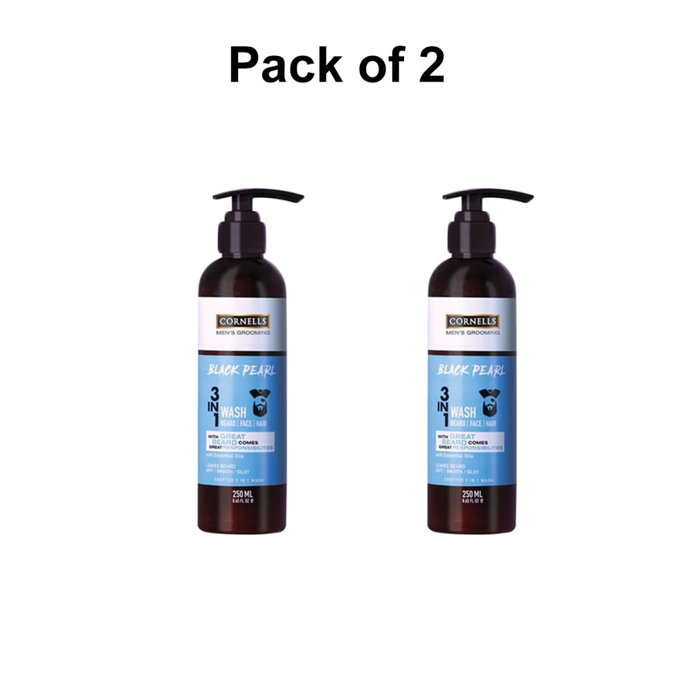 Pack of 2 Cornells Men 3 in 1 Hair, Face and Beard Wash Aromatherapy 8.