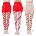 thumbnail image 4 of Christmas Candy Cane Striped Tights Contrast Color Thigh High Stocking Full Length Pantyhose Leggings for Holiday Party, 4 of 6