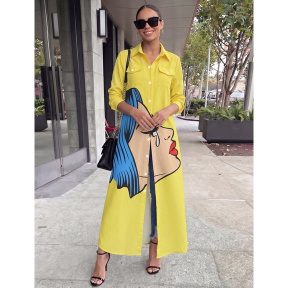 Dresses for Women Casual Long Sleeve Button Down Shirt Dress for Beach Vacation Work