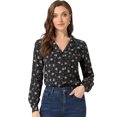 thumbnail image 1 of Camisa Con Cuello En V Y Solapa Con Botones Y Lunares En Forma De Corazón Para Mujer Floral Negro L, 1 of 5