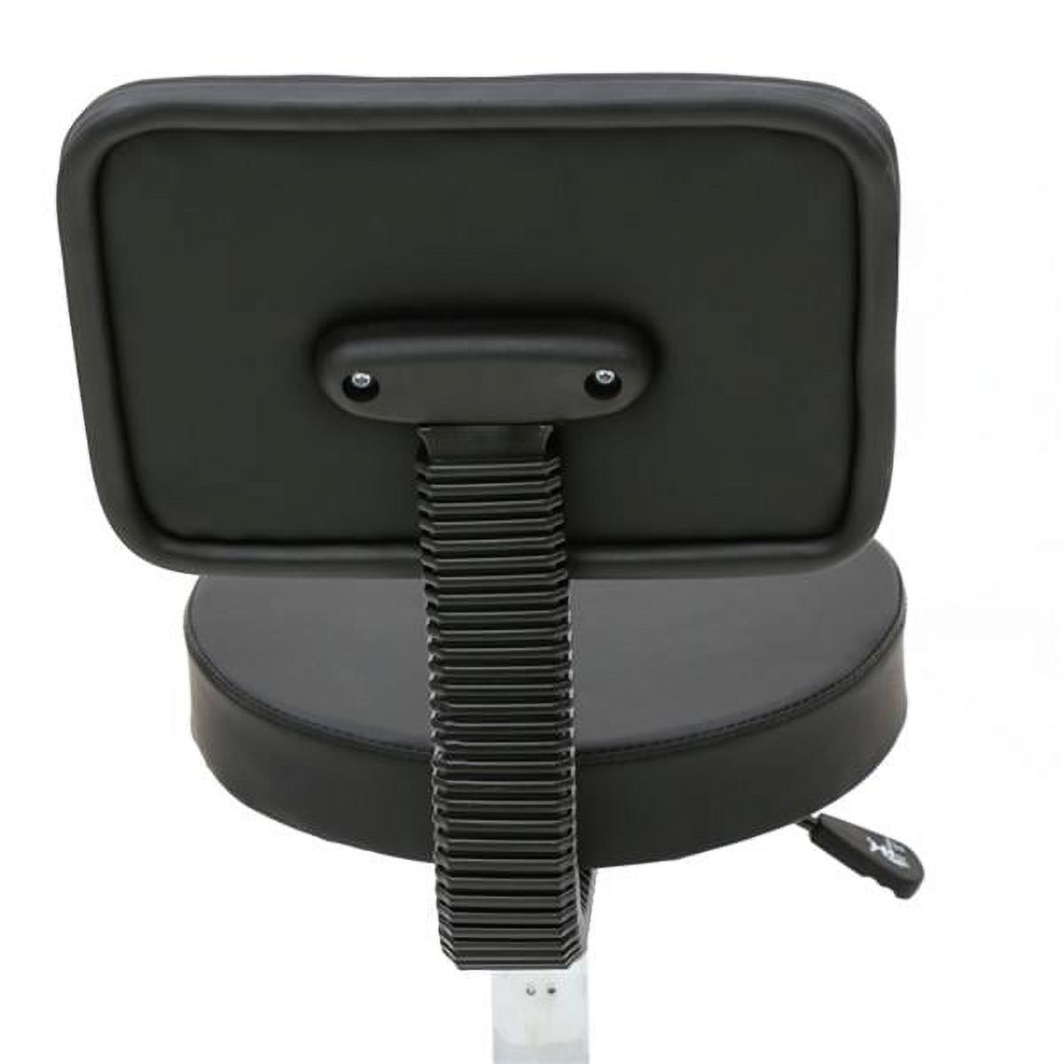 Alvantor Rolling Stool with Backrest, Adjustable Height, 360° Swivel PU Leather Seat, Black
