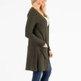 thumbnail image 3 of Howard's S/M Olive Long Sleeve Ribbed Jersey Duster Cardigan with Patch Pockets for Women, 3 of 4