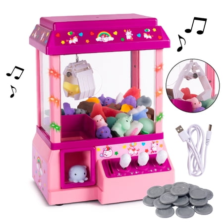 Unicorn Claw Toy Grabber Mini Arcade Machine with Lights & Sounds - Electronic Claw Toy Machine, Animation, Authentic Arcade Sounds for Exciting Play with Volume Control Switch