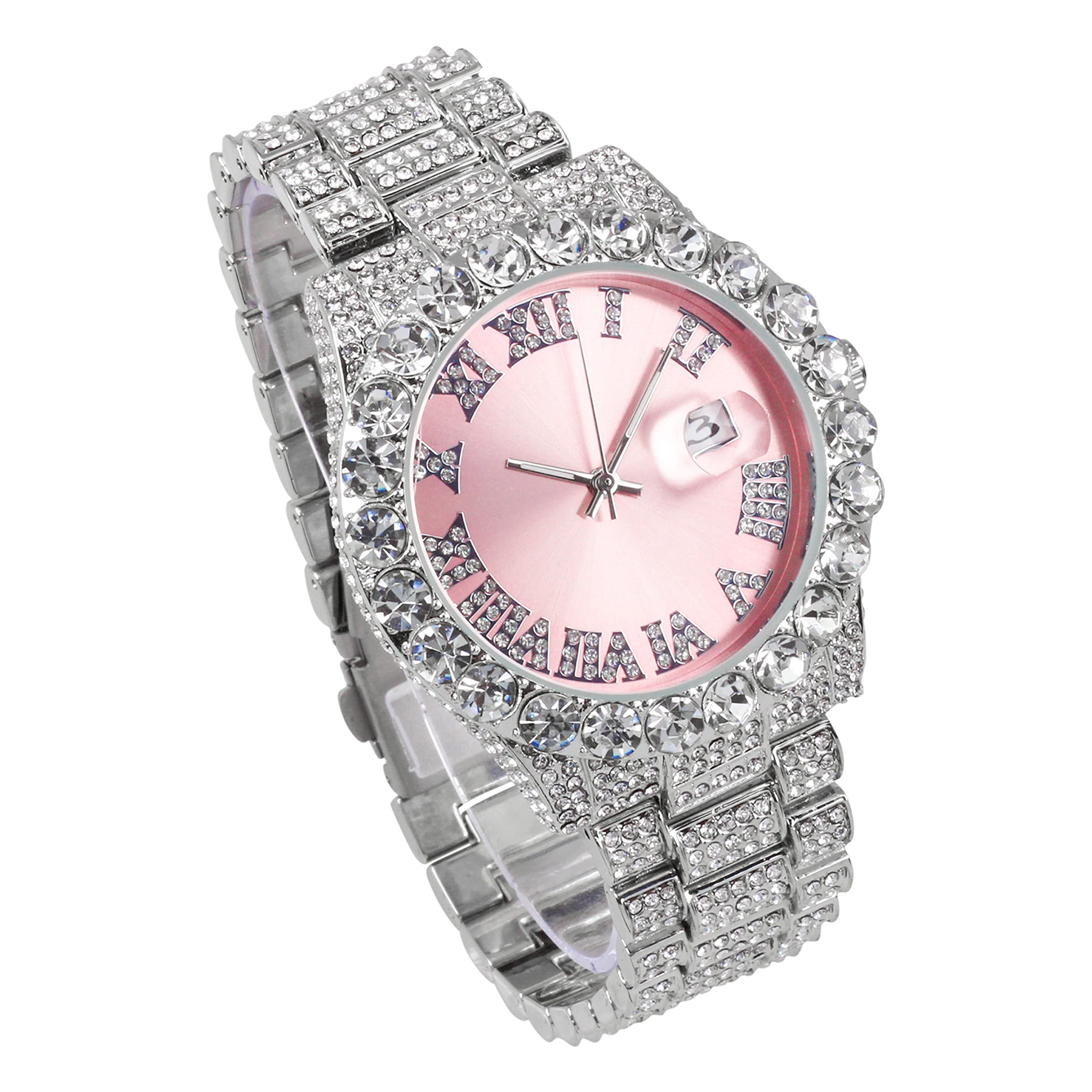 STAUER ICED OUT WOMENS WATCH Bust Down Cartier Santos 40mm Diamond Watch 968865 - ItsHot  main image 2