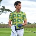 thumbnail image 5 of Balery Cartoon Koala Bear and Leaf Printed Men’s Short Sleeve Polo Shirt, Midweight Men's Shirt,Golf Polo shirts -Small, 5 of 8