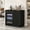 Black, variant on JassmiPkwy Home Grooved Wine Cabinet, Coffee Bar with Fridge Space, Fridge Cabinet Rack for Dorm, Kitchen, and Office-Black