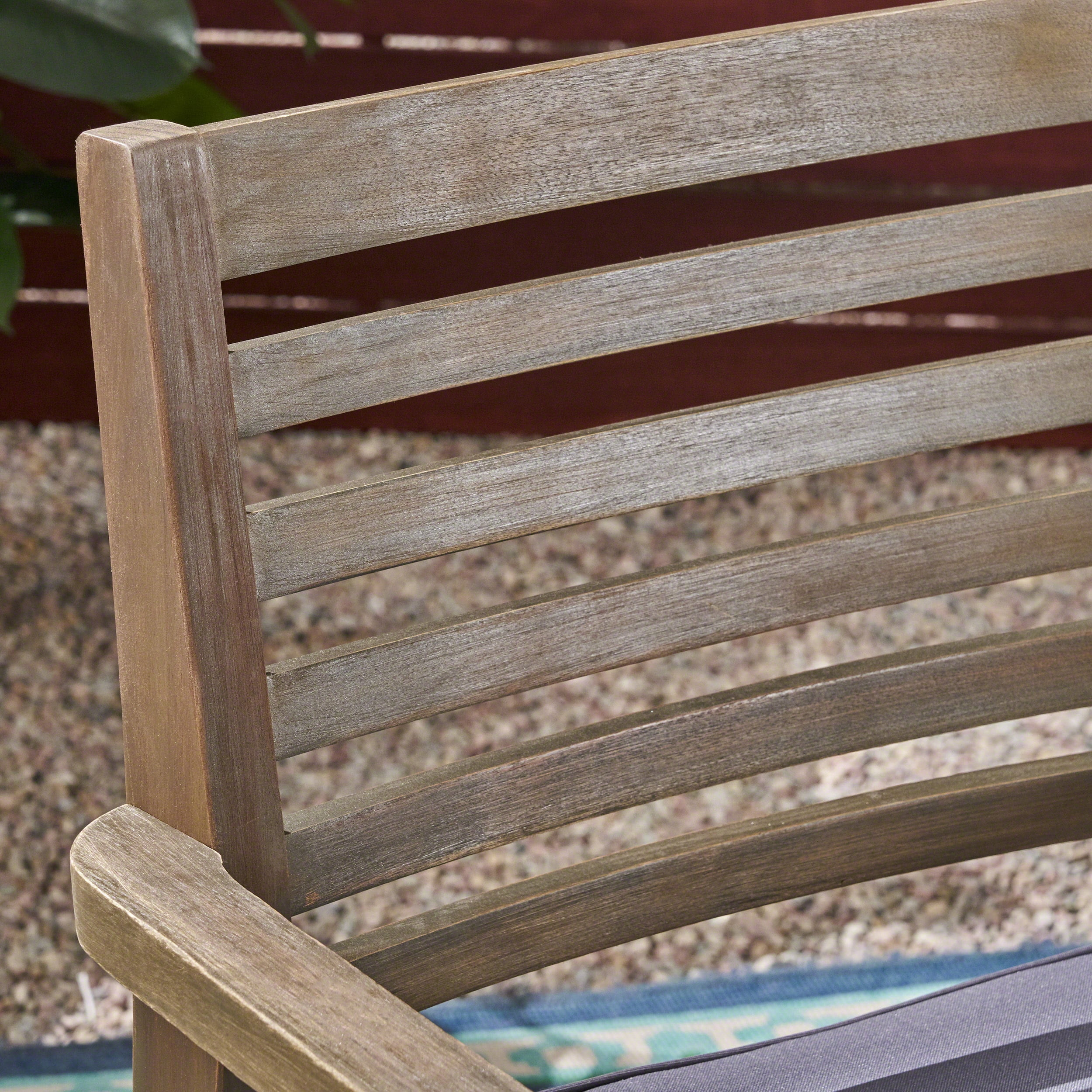 Scarlett Outdoor Acacia Wood Dining Chair with Cushions, Set of 2, Grey, Dark Gray