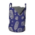 thumbnail image 1 of Abstract Laundry Bag, Silhouettes of Pine Cones Fir Tree Hand Drawn Like Sketch Design Print, Basket with Handles Drawstring Closure for Laundromats, 13" x 19", Indigo and Pale Tan, by Ambesonne, 1 of 4