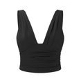 thumbnail image 3 of MESSUEN Tank Top for Women Corset Tops for Women Going Out V-neck Crop Casual Solid V-neck Sleeveless Fold Vest Splice Fit Tank Short Tops Basic Top for Women Womens Summer Shirts Black L, 3 of 7