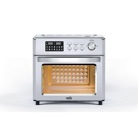 MOI Horno tostador freidora de aire - Pantalla digital 1500 W Airfryer Encimera de horno de convección, temperatura y controles ajustables, combo de freidora de aire tostadora de acero inoxidable para