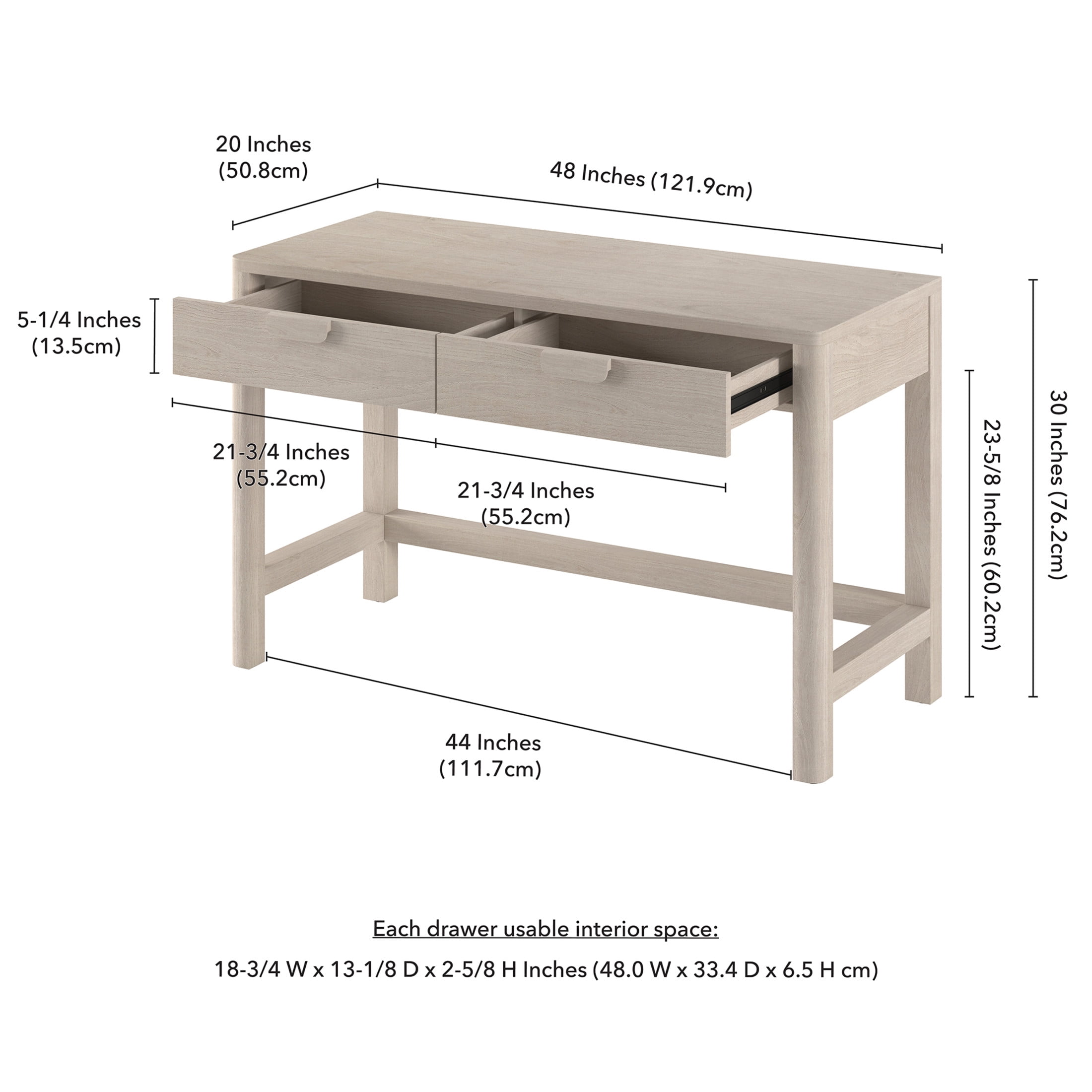 Evelyn&Zoe Modern/Contemporary 48" Wide Alder White Home Office