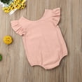 thumbnail image 5 of Sylvamorning Baby Girl Ruffled Flying Sleeve Bodysuit Solid Color Button Romper, 5 of 5