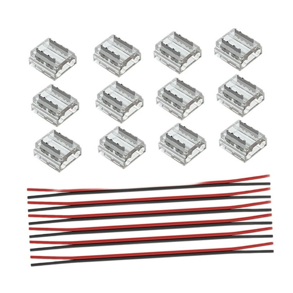 BELOVING 12 Pieces Connectors with 6 Wires Set Accessories for 2 Pins 10mm LED Strips