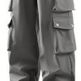 thumbnail image 5 of Dagegui Cargo Pant for Men Drawstring Elastic Waist Jogger Pant Straight-Leg Ankle Length Athletic Pant with Pockets Gray XL, 5 of 5