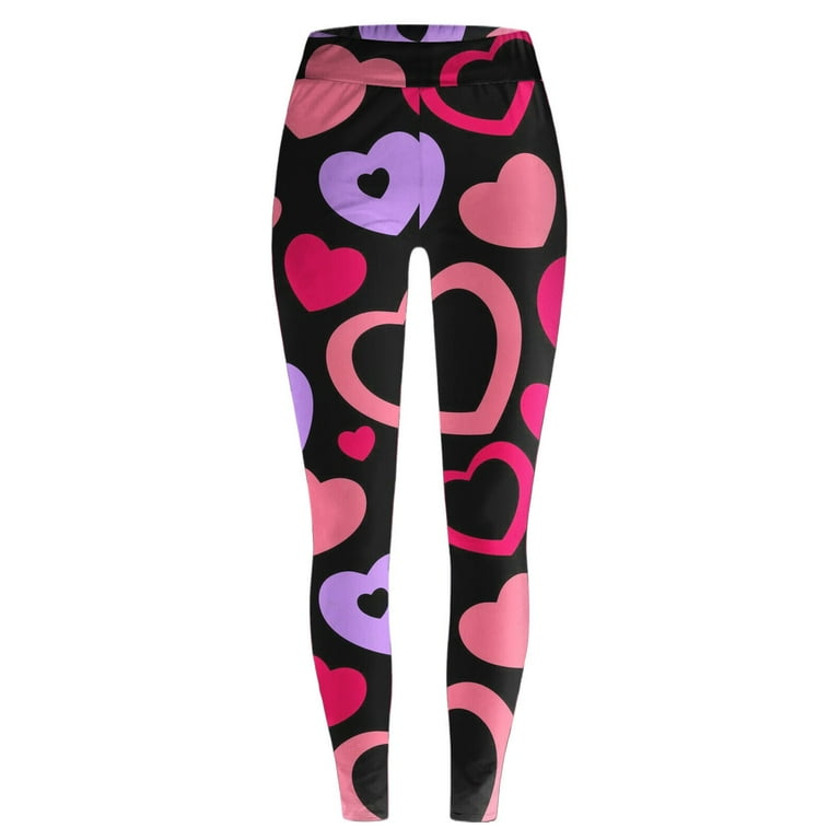 GZWYHT Leggings for Women Petite Pants Valentines Day Tights With Hearts Red Heart Sexy Leggings Skinny Pant Patterned Red Heart Sporty Sweet
