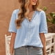 thumbnail image 2 of Camiseta con cuello en V para mujer,Camiseta de manga corta para mujer Camiseta con cuello en V de verano Top de encaje de verano para mujer Características de vanguardia, 2 of 6