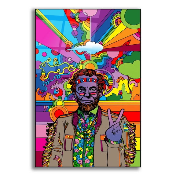 Epic Art 'Psychedelic Abe' by Howie Green, Acrylic Glass Wall Art, 16"x24"