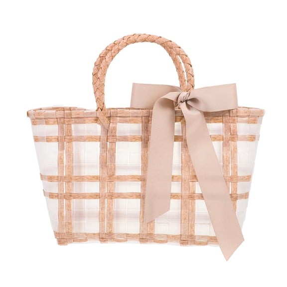 MERRYHAPY Handwoven Khaki Beach Bag with Smooth Lines, Lightweight and for Travel, Home, and Everyday Use