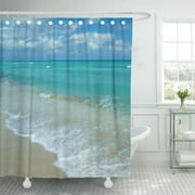 CYNLON Blue Nature Bright Aqua White Waves Crashing on Beach Bathroom Decor Bath Shower Curtain 60x72 inch
