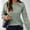 Green, variant on Womens Crewneck Pullover Sweater Long Balloon Sleeve Knit Tops Casual Space Dye Blouse with Decorative Button Shoulder Detail Fall Winter Cozy Shirts