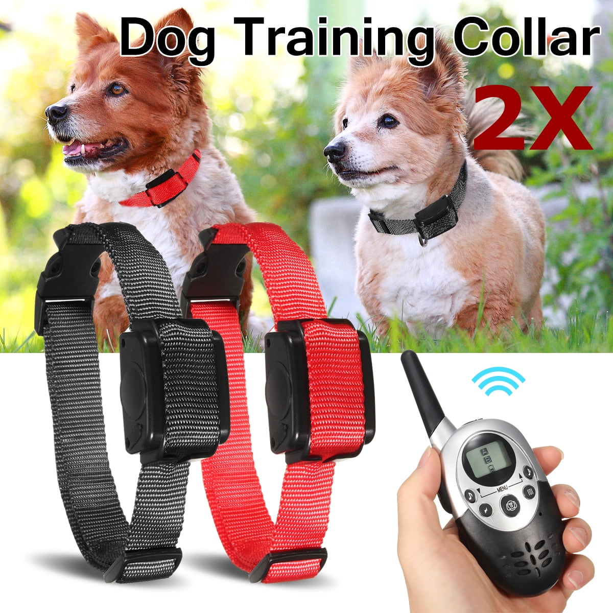 Remote Dog Training Collar 1000 Yard Rechargeable & Waterproof LCD Dog