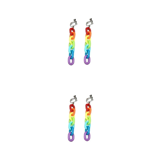 Jumpingount 1 par de pendientes de estilo informal para mujer, pendientes de gota, joyas de arcoíris, Clip para oreja Clip de oreja 2piezas Jumpingount CBP298906