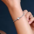 thumbnail image 5 of Gem Stone King 925 Sterling Silver Sky Blue Topaz and White Moissanite Tennis Bracelet for Women (4.81 Cttw, Gemstone Birthstone, Heart Shape 8MM, 7.25 inch), 5 of 6