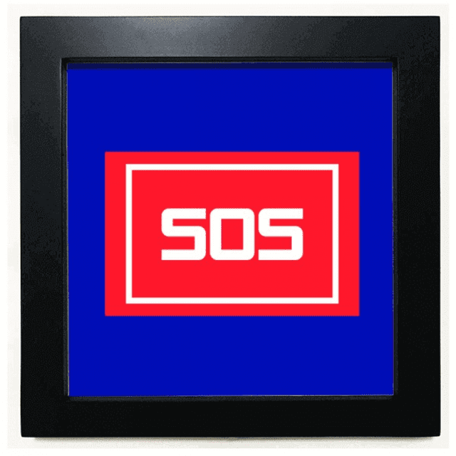 Emergency SOS Poster Art Deco Fashion Black Square Frame Picture Wall Tabletop