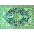 thumbnail image 1 of Ahgly Company Machine Washable Indoor Rectangle Medallion Turquoise Blue Traditional Area Rugs, 3' x 5', 1 of 4