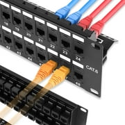 Iwillink 48 Port RJ45 Through Coupler 2U Cat6 Patch Panel UTP 19-Inch with Back Bar, Wallmount or Rackmount, Compatible with Cat5, Cat5e, Cat6 Cabling
