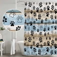 thumbnail image 4 of Blue Dog Paw Print Shower Curtain Set - Extra Long 72" x 96" Washable Bathtub Curtain with 12 Hooks, Vintage Farmhouse Rustic Wooden Grain Waterproof Fabric Stall Shower Curtains for Bathroom Décor, 4 of 6