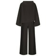thumbnail image 4 of Two Piece Off the Shoulder Set for Women Long Sleeve Boat Neck Top Wide Leg Pants Fashion Casual Loose Concert Outfits, Black, S, 4 of 6