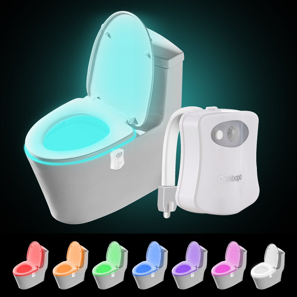 1pc Induction Hanging LED Toilet Light, Motion Activated Toilet Night Light,  8 LED Vibrant Color Option, Flexible Sizing For Standard Or Elongated Toilet  Bathroom