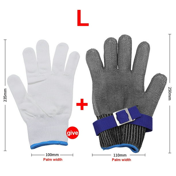 Guante de acero inoxidable Guante de carnicero Guante de acero inoxidable Guante de cota de malla de malla metálica resistente al corte para trabajo con motosierra para cortar ANGGREK Otros