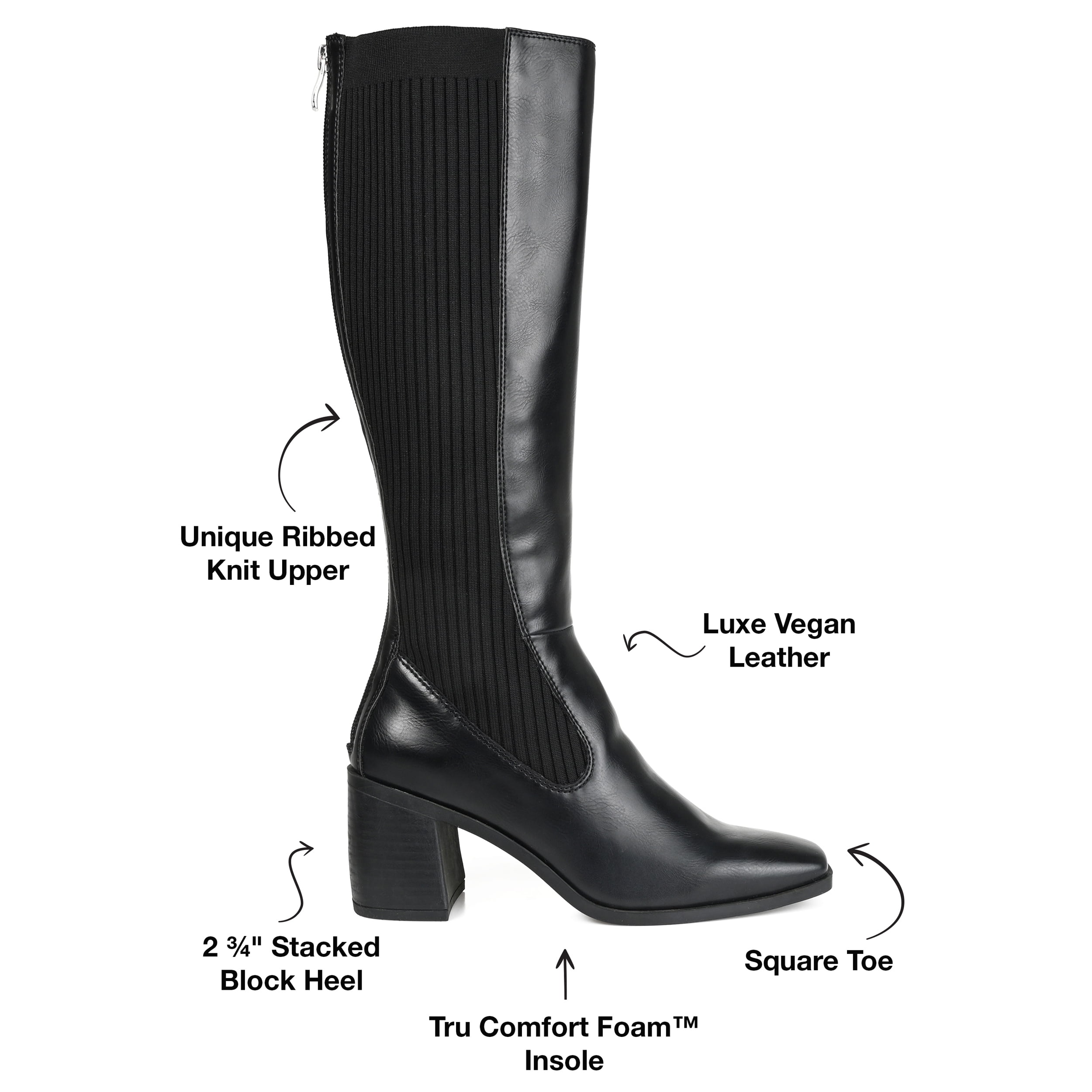 Journee Womens Winny Wide Calf Stacked Heel Knee High Boots