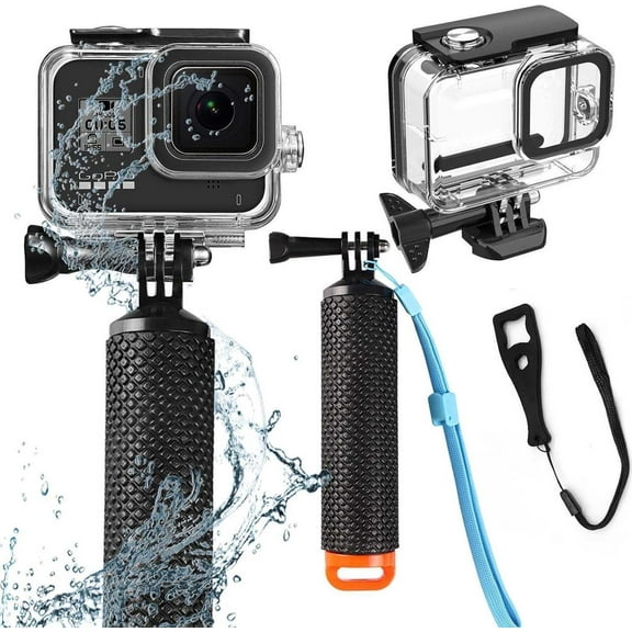 Compatible for Go Pro Hero 8 Black Waterproof Housing Case 60M/196FT Protective Underwater Dive Case Shell with Cameras Handle Mount Accessories Kit