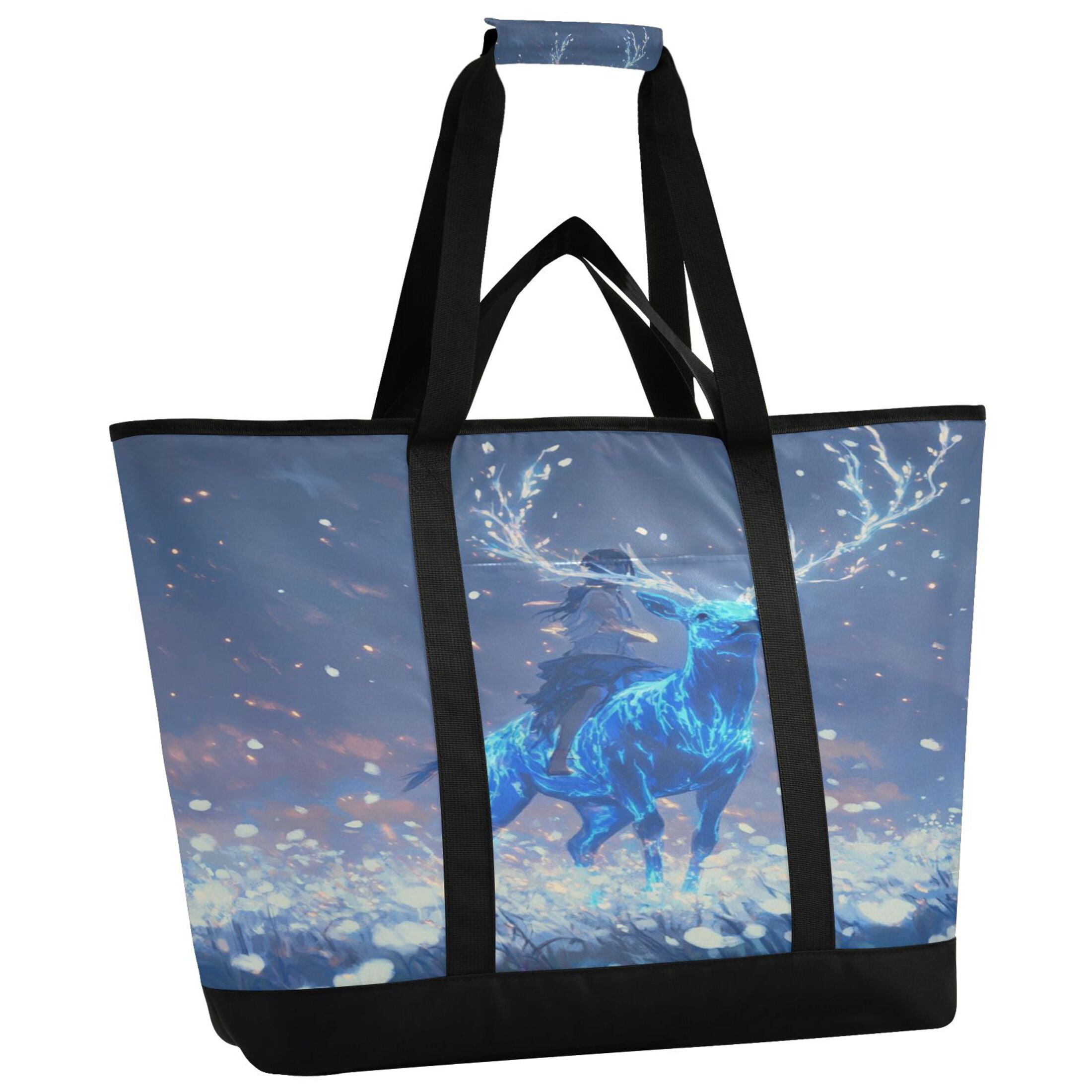 Large Hand-held Ice Pack Picnic Bag Insulation and Refrigeration Suitable for Shopping Picnics and Camping Beautiful Blue Elk