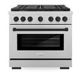 thumbnail image 2 of ZLINE Autograph Edition 36 in. 5.2 cu. ft. Paramount Gas Range with 6 Burner Cooktop and Convection Gas Oven in DuraSnow Stainless Steel and Matte Black Accents (SGRSZ-36-MB), 2 of 2