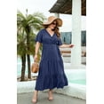 thumbnail image 3 of Plus Size Polka Dot Short Sleeve Tiered Maxi Dress XL-4XL, 3 of 7
