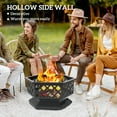 thumbnail image 6 of 28" Outdoor Fire Pit with Grill Hexagon Fireplace Wood Burning Firepit with Cooking Grate, Fire Poker, Spark Screen Lid, 6 of 6
