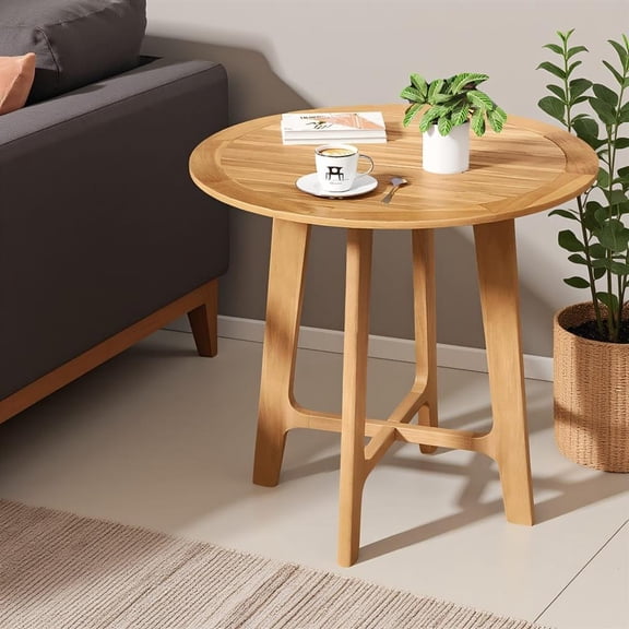 Topcobe 31.5 Inches Patio Dining Table with Slatted Tabletop and X-shaped Frame, Outdoor Patio Furniture for Garden Backyard Pool Deck