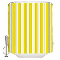 Fabric Shower Curtain, Yellow and White Striped Geometric Shower Curtains with 12 Hooks Waterproof Machine Washable Bath Curtains for Bathroom, 48x 72in