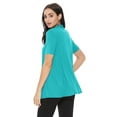 thumbnail image 3 of Women's Loose Fit Short Sleeve Draped Open Front Office Wear Solid Cardigan, 3 of 5