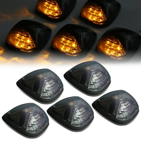 DNA Motoring CBL-FSD99-SM-Y For 1999 to 2016 Superduty 5 X LED Cab Roof Top Lights   Wiring Harness (Smoked Housing Yellow LED) 07 08 09 10 11 12 13 14 15